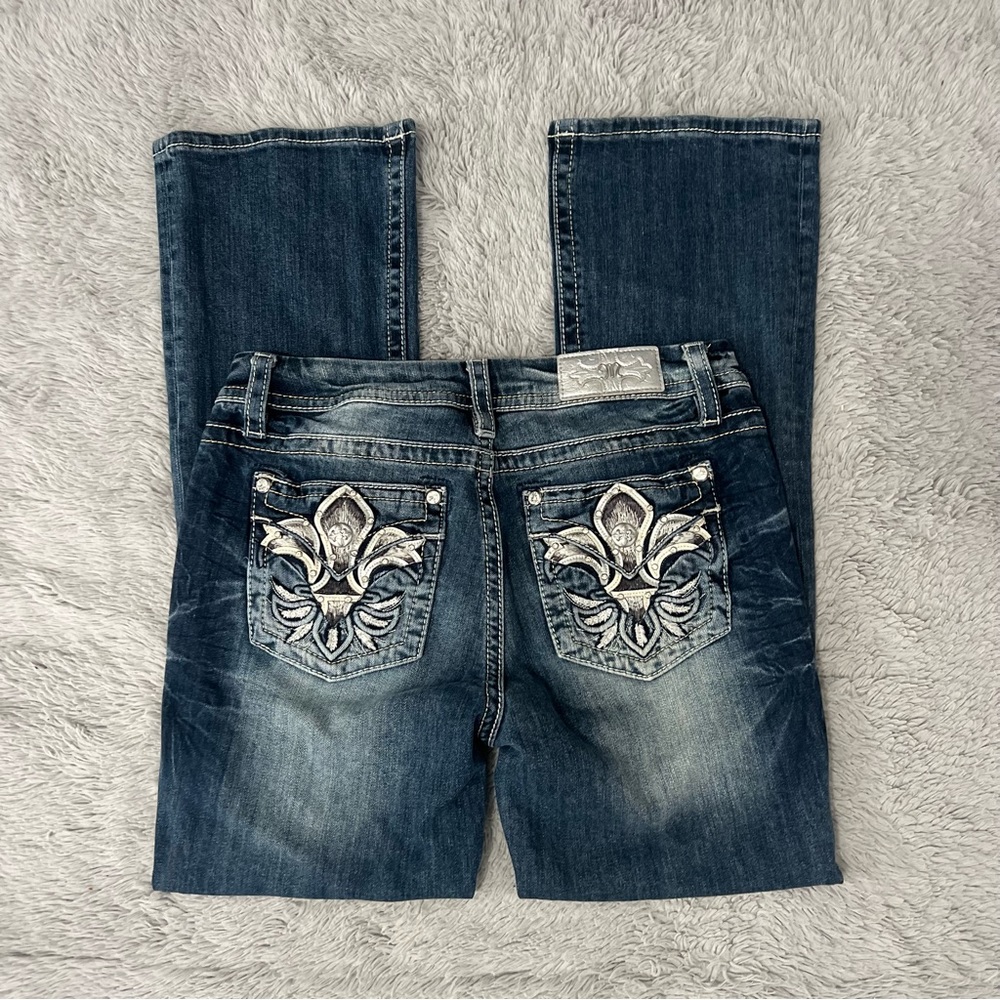 Bedazzled Low Rise Flare Jeans Miss Me Size 29